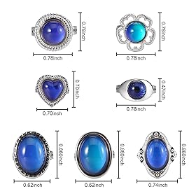 Hicarer 15 Pieces Mood Rings for Kids Adjustable Mixed Color Changing Mood Rings Gifts for Girls Boys Costume Props Birthday Party Favors and Goodie Bag Fillers(Stylish)