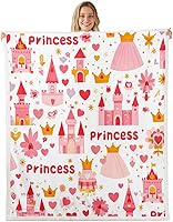 Vista 10 de Princess Flannel Blanket All Seasons,Rainbow Cloud Stars Butterfly Bed Blanket for Kawaii Home Decor,Dreamy Fairy Tale Castle Blanket for Kids Girls