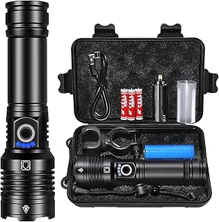 Flashlights LED High Lumens Rechargeable, 5000 Lumens XHP50 Super Bright Flashlight, High Power Flash Light, 5 Light Modes, Zoomable Handheld Flashlight for Emergency Camping Hiking Gift