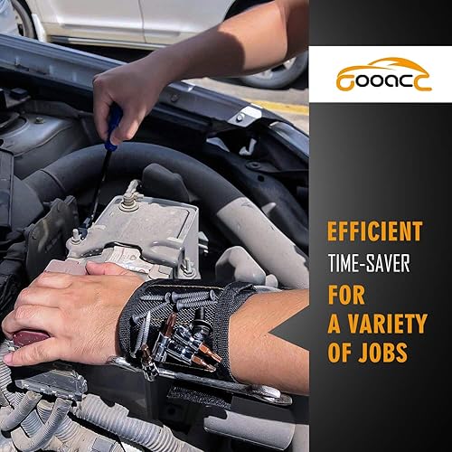 Miniatura 4 de GOOACC Pulsera magnética con 15 imanes fuertes para sujetar tornillos, clavos, brocas, herramientas de sujeción, la mejor herramienta única de