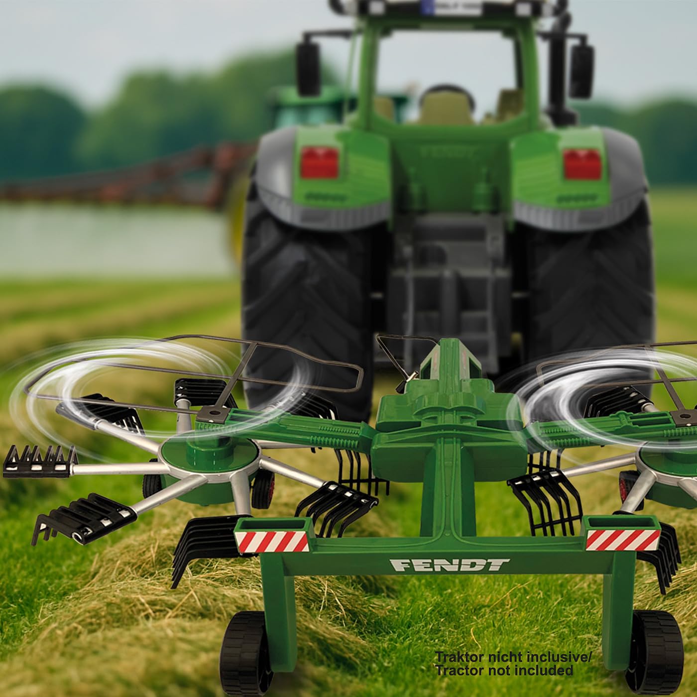 JAMARA 412589 – Fendt Rastrello Formatore – Denti rotanti Durante la Guida, Bracci mobili ribaltabili radiocontrollati, Gancio Anteriore del rimorchio
