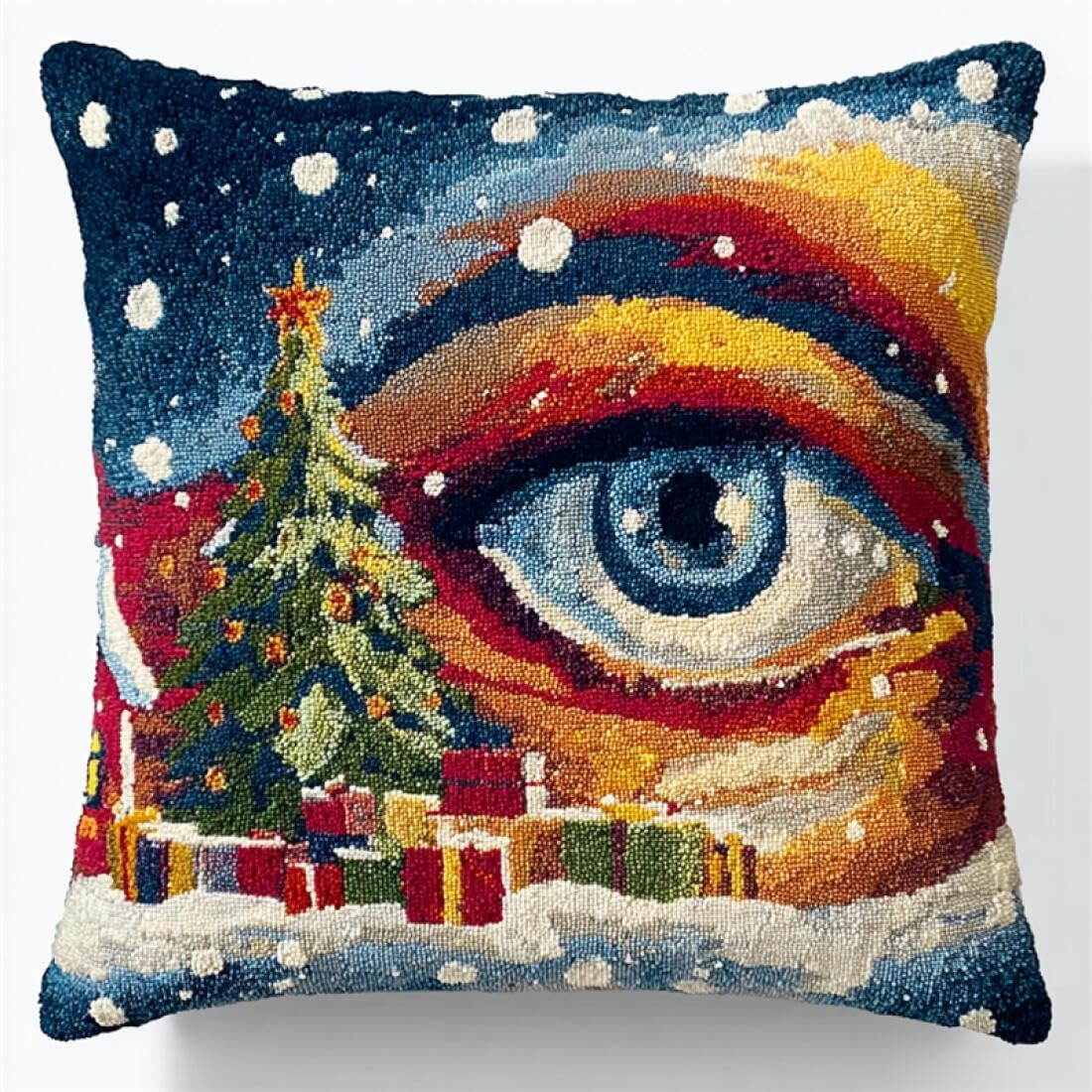 Kitquiver Latch Hook Pillow Kit Fantasy Christmas Tree DIY Latch Hook Kits Pillow Needlepoint Cushion Kit for Home Décor Needlework Set for Adult Beginners 17x17In
