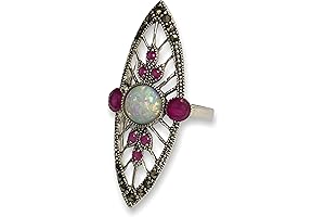 Gilson Opal Ring with Marcasite and Ruby: A Sparkling Art Deco Masterpiece