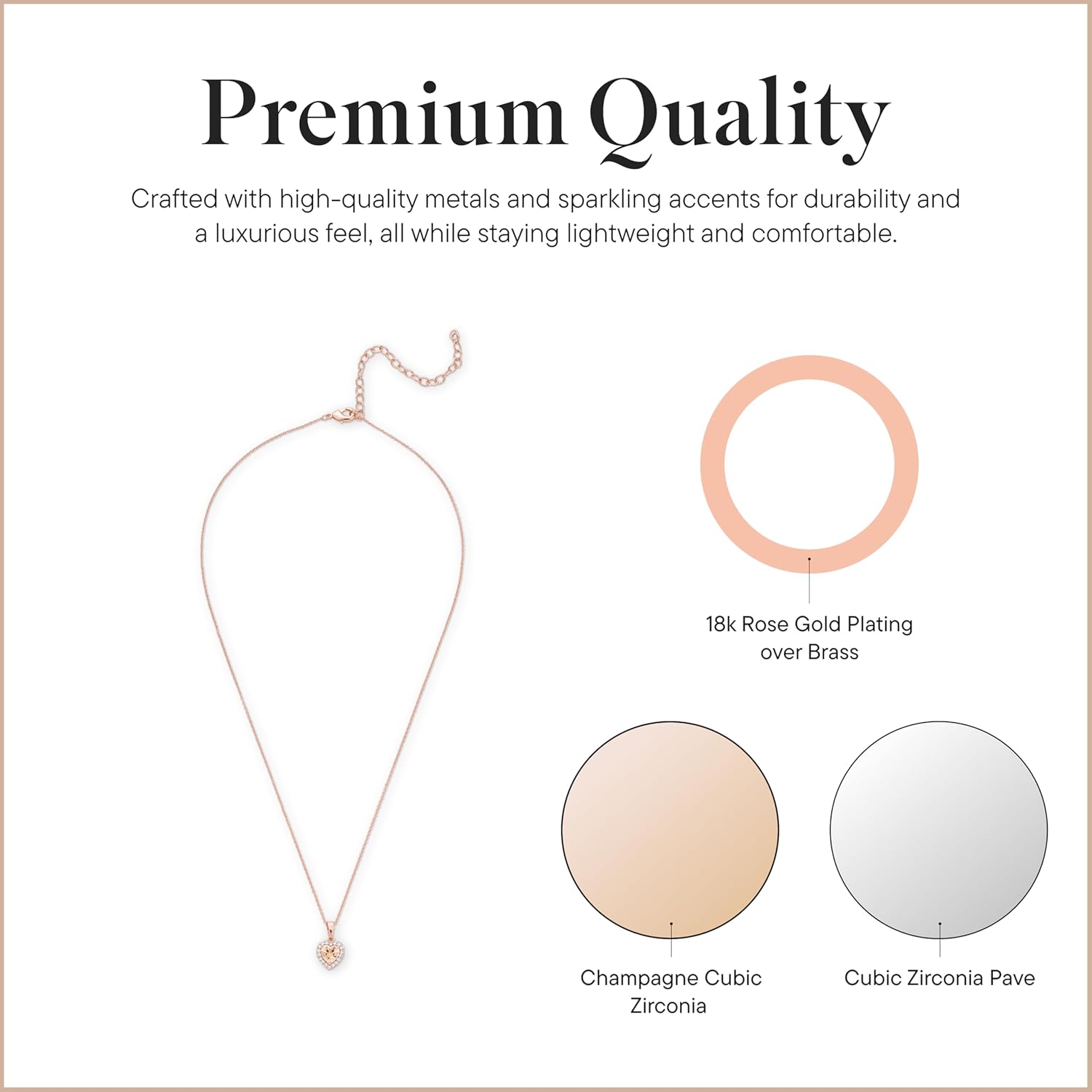 Rocksbox Kate Necklace - Pendant Necklace - Cubic Zirconia - Premium Quality Jewelry - 16" with Extender - Image 3