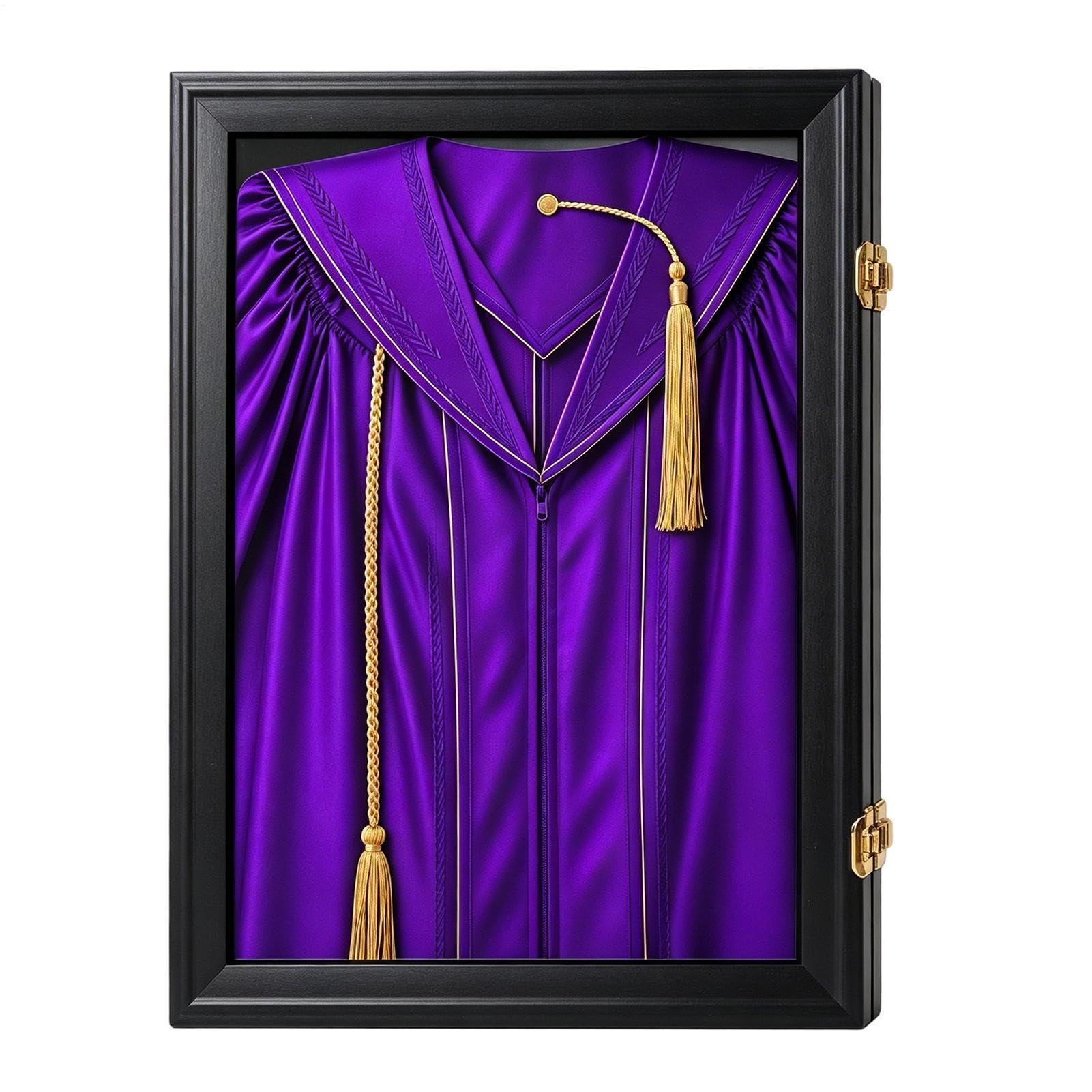 Drewniana Ramka Shadow Box Drewniana skrzynka ochronna na pamiątki | Gablota do Biretu oraz do domu, biura, sypialni, zawieszany na ścianie, na przyjęcia i świętowania, dyplom oraz frędz