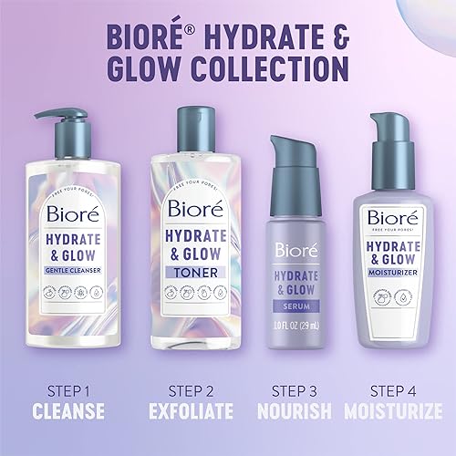 Miniatura 5 de Biore Hydrate & Glow - Suero facial para piel seca y sensible con ácido hialurónico, agua de coco y prebióticos, suero facial probado por