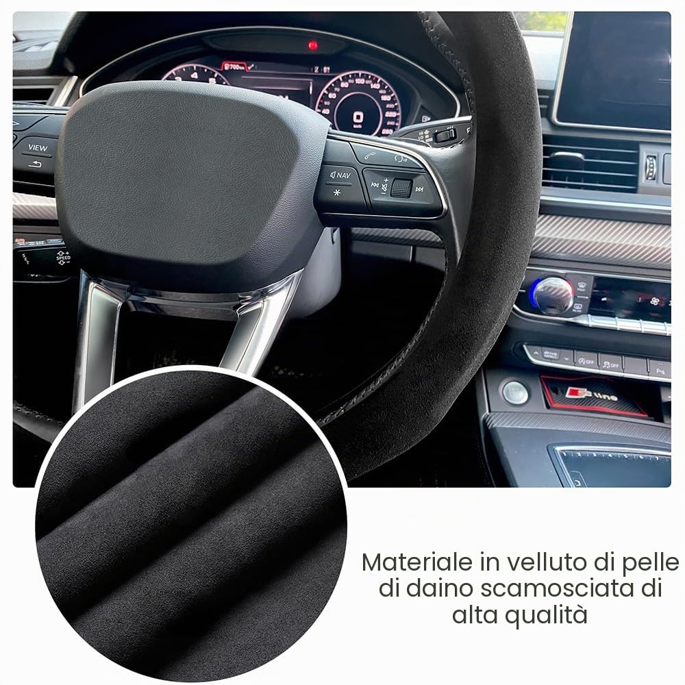 Carodi Coprivolante in pelle scamosciata, antiscivolo, adatto per interni auto universali da 15"
