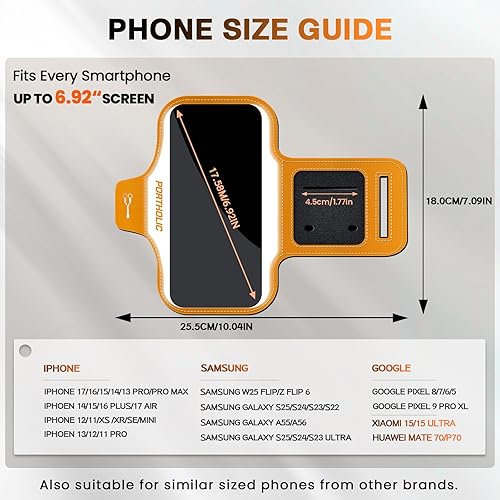 Miniatura 6 de PORTHOLIC Brazalete deportivo resistente al agua con correa de extensión, ranura para tarjetas de hasta 6.9 pulgadas para iPhone 1716151413 Plus Air