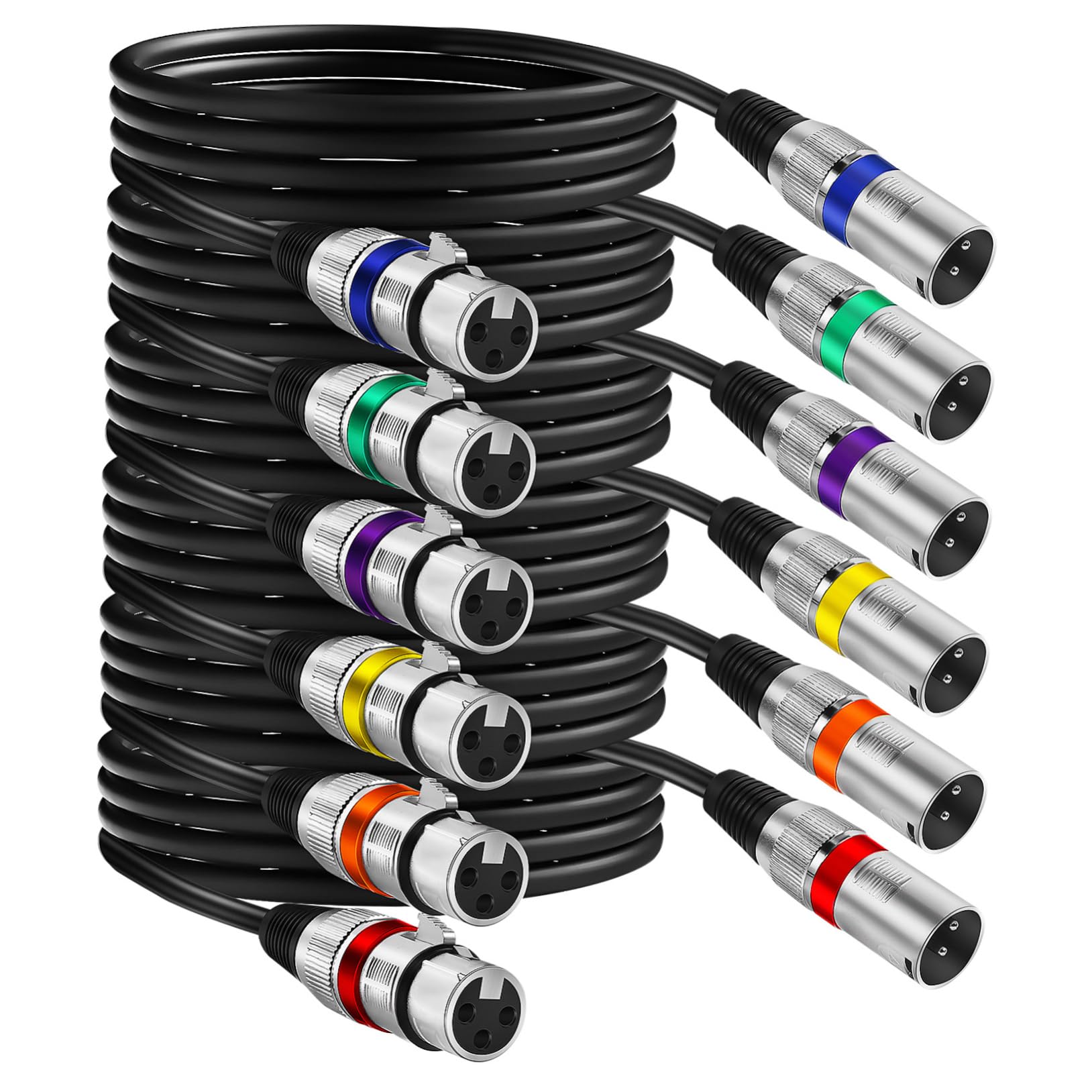 ERINGOGO 6 Cavi Microfono Xlr Maschio Femmina in Rame Doppio Schermo 6mm 1,5m Prestazioni Eccezionali Costruzione Robusta per Uso Professionale ed Eventi