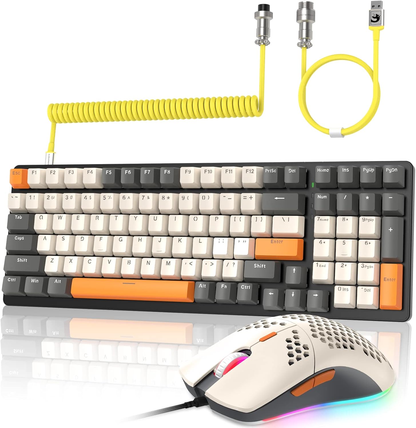 ZIYOULANG K3 Mechanical Gaming Keyboard and Mouse Combo – 98Key RGB Backlit Blue Switch, Ultra-Light Honeycomb Shell Mouse, Compact Design, Wired Coiled Cable for PC/Mac/Windows (Shimmer) ZIYOULANG K3 Mechanical Gaming Keyboard and Mouse Combo – 98Key RGB Backlit Blue Switch, Ultra-Light Honeycomb Shell Mouse, Compact Design, Wired Coiled Cable for PC/Mac/Windows (Shimmer)