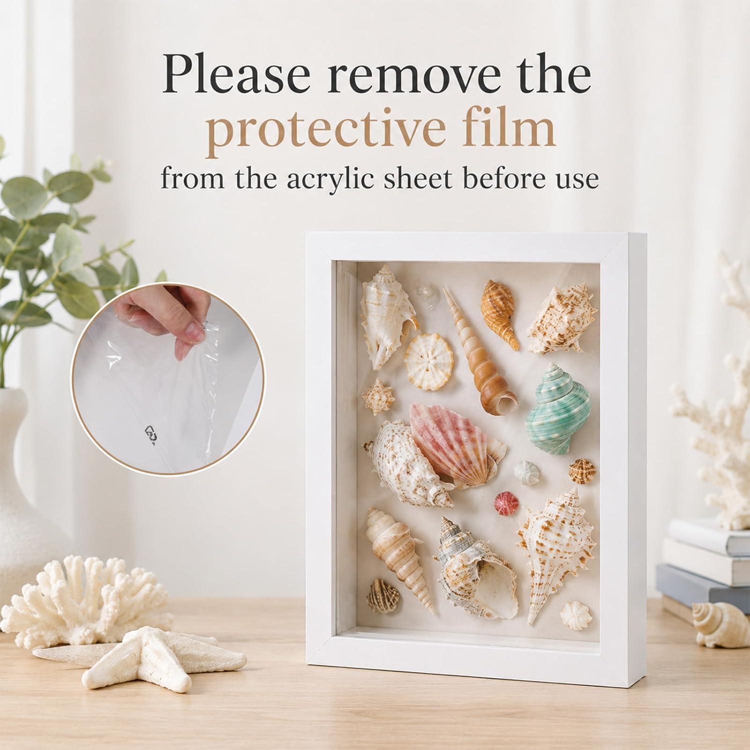 4 Pcs 6x8 Shadow Box Frame with Adhesive Tape, 3D Display Cases | 1.2in Depth MDF Wood Acrylic Shadow Boxes, White Memory Box Frame for Photos Handicrafts Dried Flowers for Tabletop and Wall