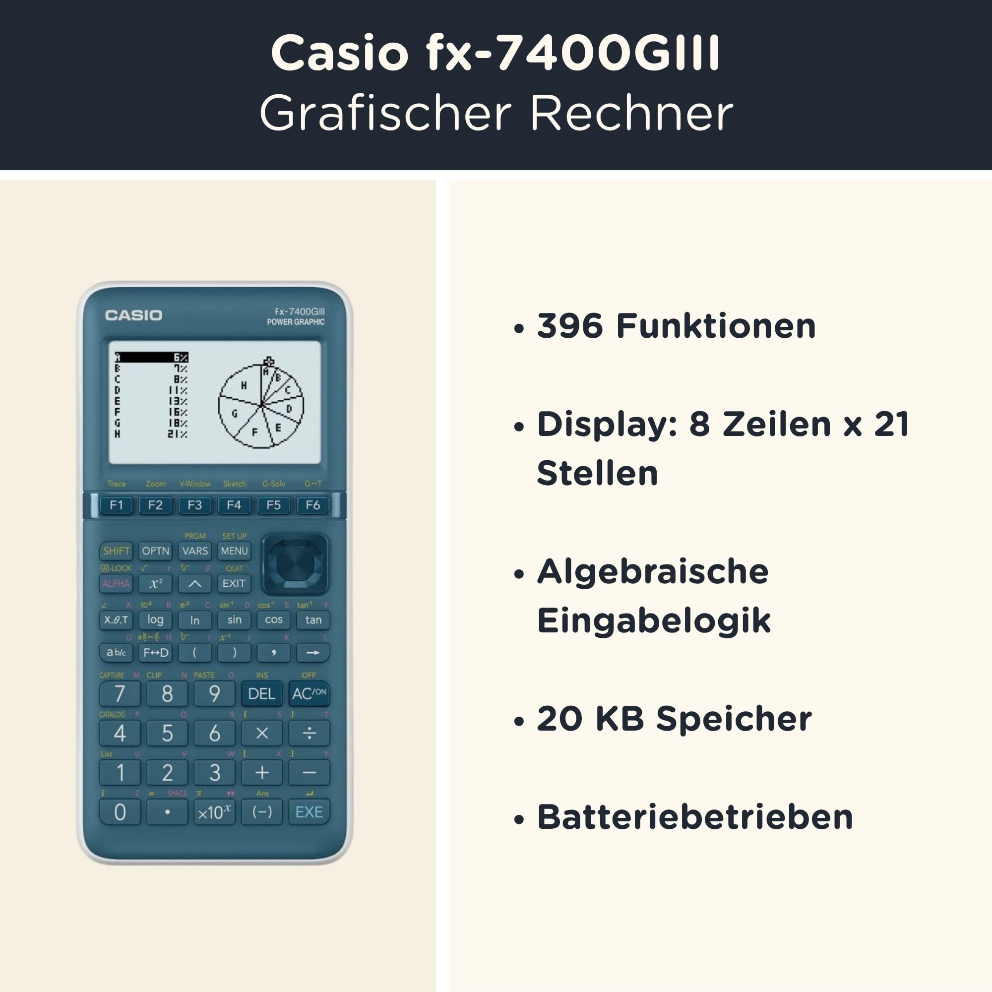 Casio fx-7400GIII inkl. WYNGS Schutztasche Schwarz - Grafikrechner - Basic Set