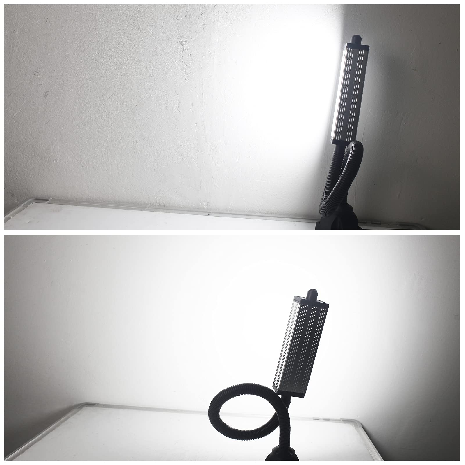 Lampada LED a collo di cigno, lampada da lavoro, lampada da lavoro LED flessibile a collo di cigno IP66 impermeabile 800 lumen 120 volt 44 led faro avvitabile per macchine utensili