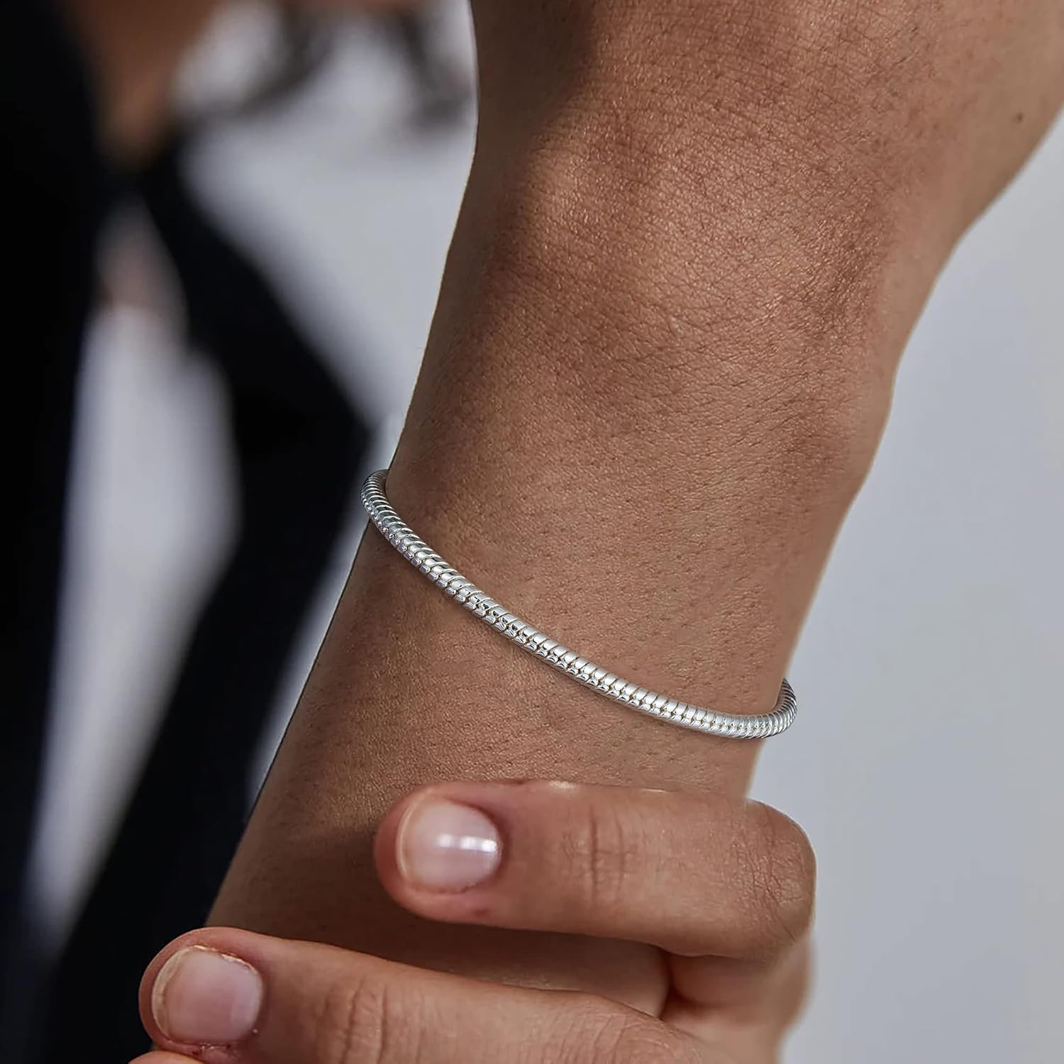 Pulseras de plata de ley 925 con cierre de cadena de serpiente redonda de  mm para mujer pulseras de plata maciza con talla de diamante para mujer