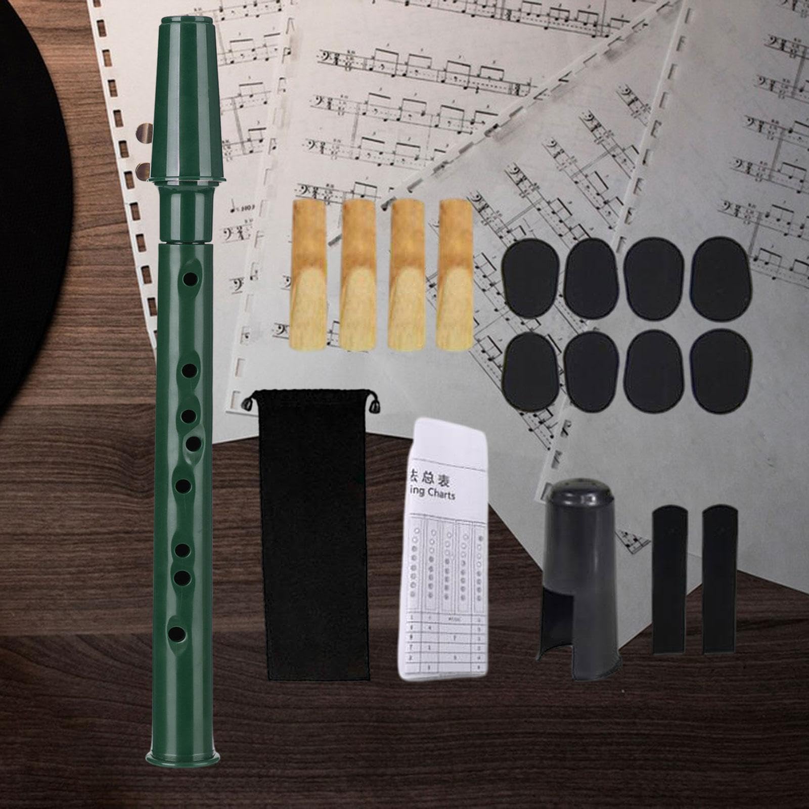 5 set di Pocket Sassofono Pratica Strumento Portatile per Amatori Bambini Principianti Verde 34x3 cm