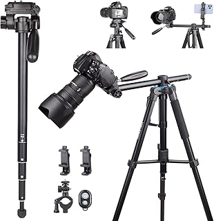 ZT01 Mini Tripod Aluminium Alloy Tabletop Tripod 79 Inch Camera Tripod Newly Upgraded 3-in-1 Multifunctional Tripod Compatible with All Cameras, Cell Phones, Projector, Webcam, Spotting Scopes