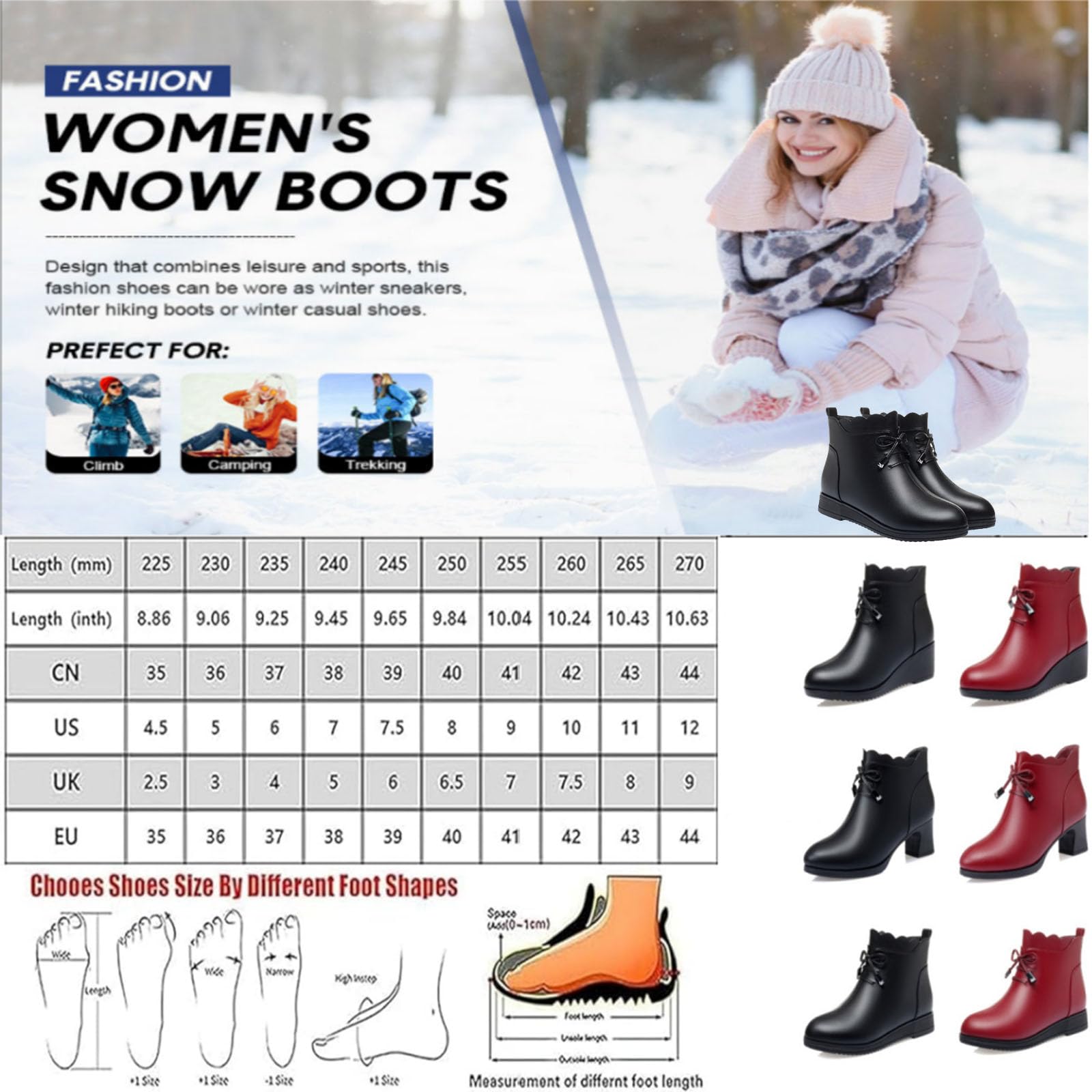 Botines ortopédicos de piel auténtica con cordones para mujer, con plataforma de cuña, botas de invierno cálidas con cremallera lateral y forro de piel