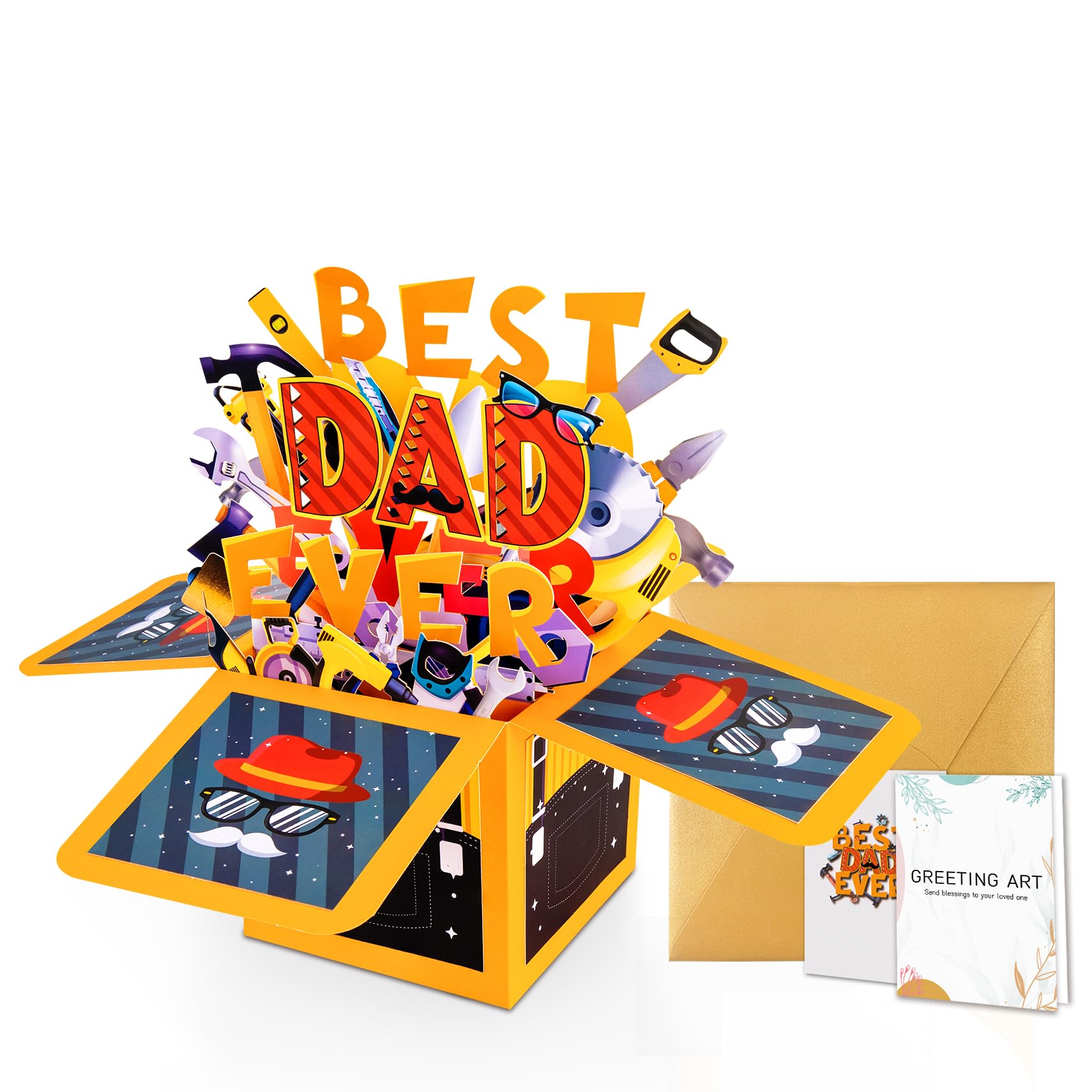 GREETING ART Pop Up Father's Day Card, Best Dad Ever, Birthday Card for Dad, Father Day Gift For Dad, Husband, Son, Grandpa — image 1
