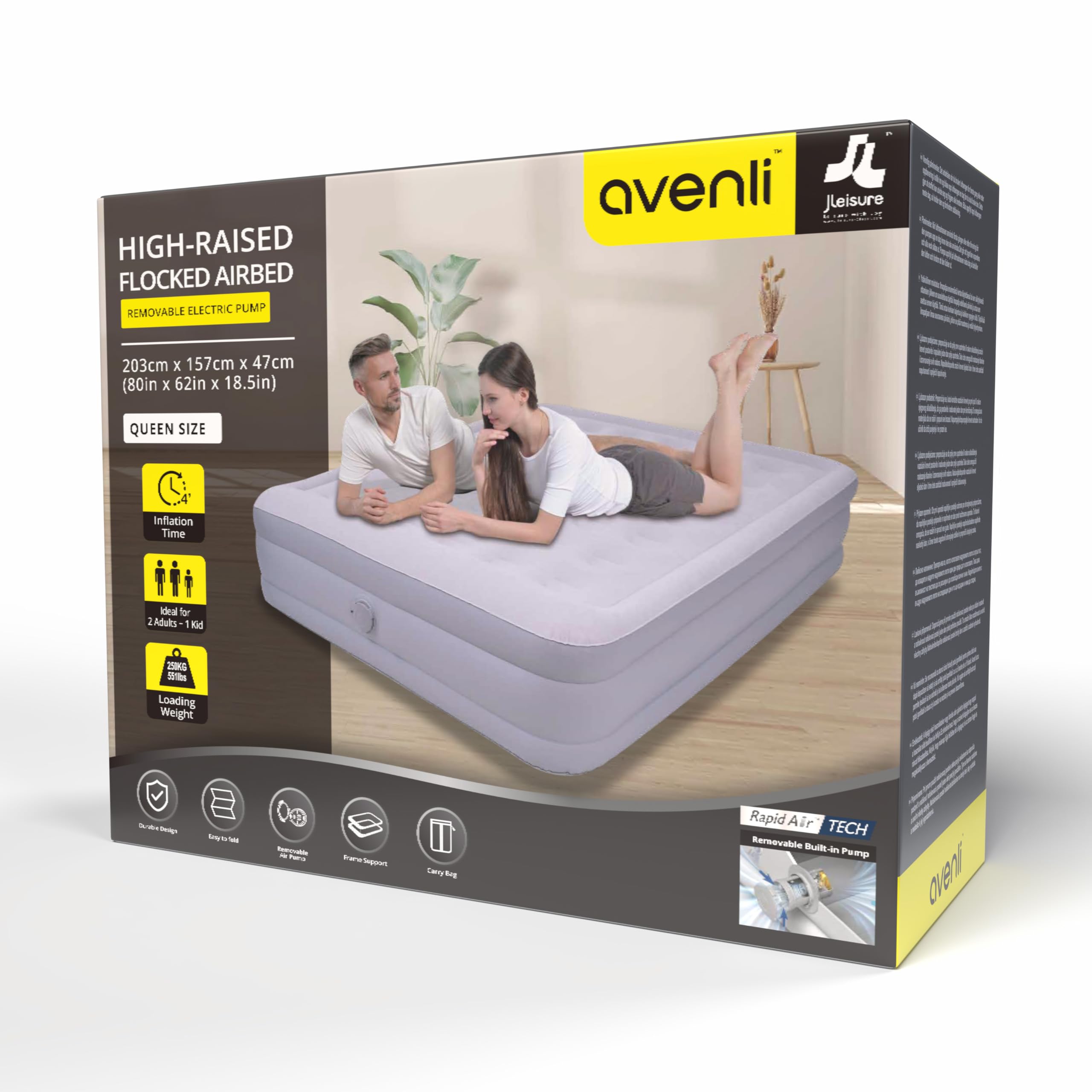 Materasso Gonfiabile Autogonfiante 203x157x47 Cm Con Pompa - Letto Aria Per 2 Persone - Ideale Per Ospiti E Campeggio - Foto 6