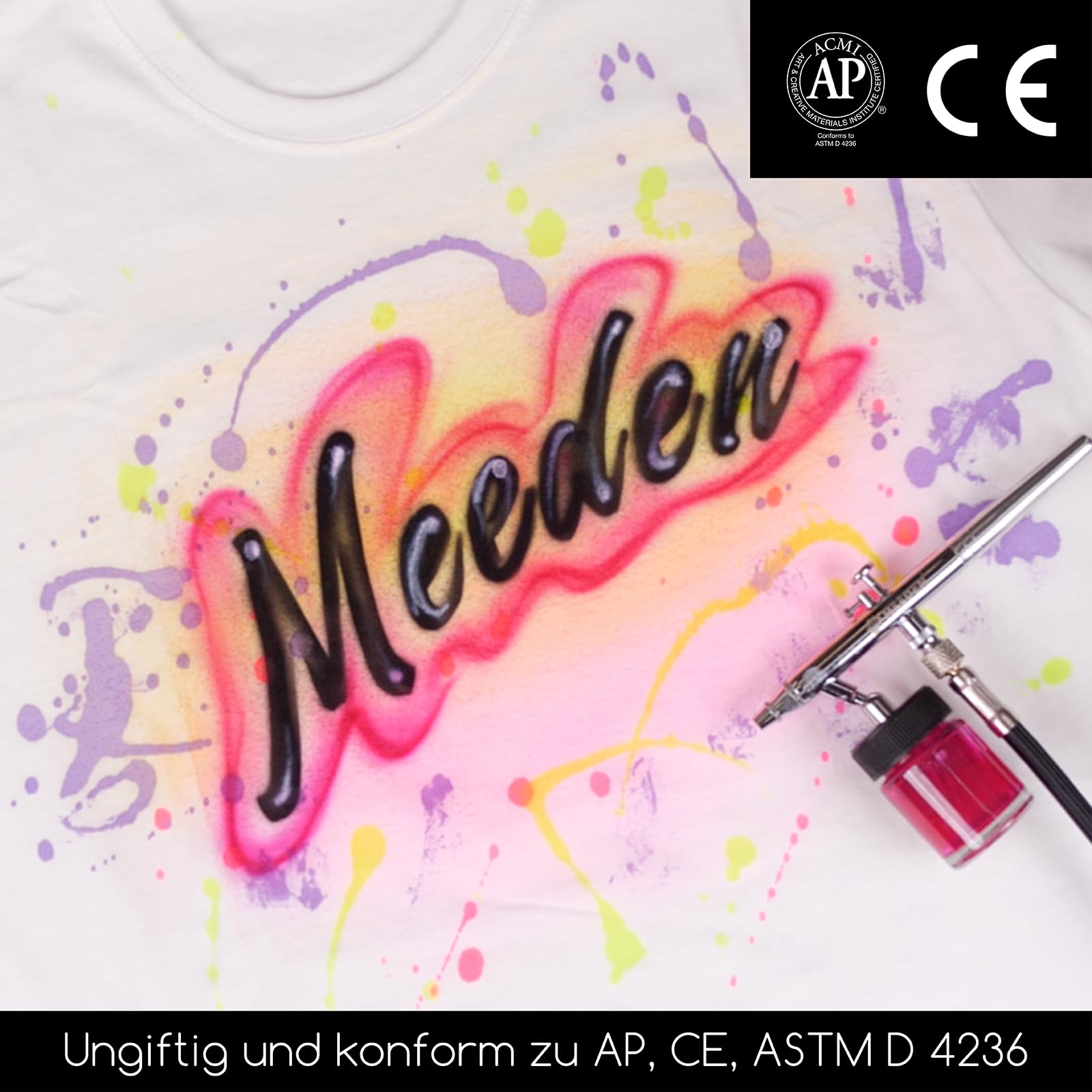 MEEDEN Airbrush Farbe, Airbrush Farbset 30mlx 60 Farben, deckende und durchscheinende Farben, auf Wasserbasis, Premium-Airbrush-Farbset für Anfänger, Hobbyisten und Künstler