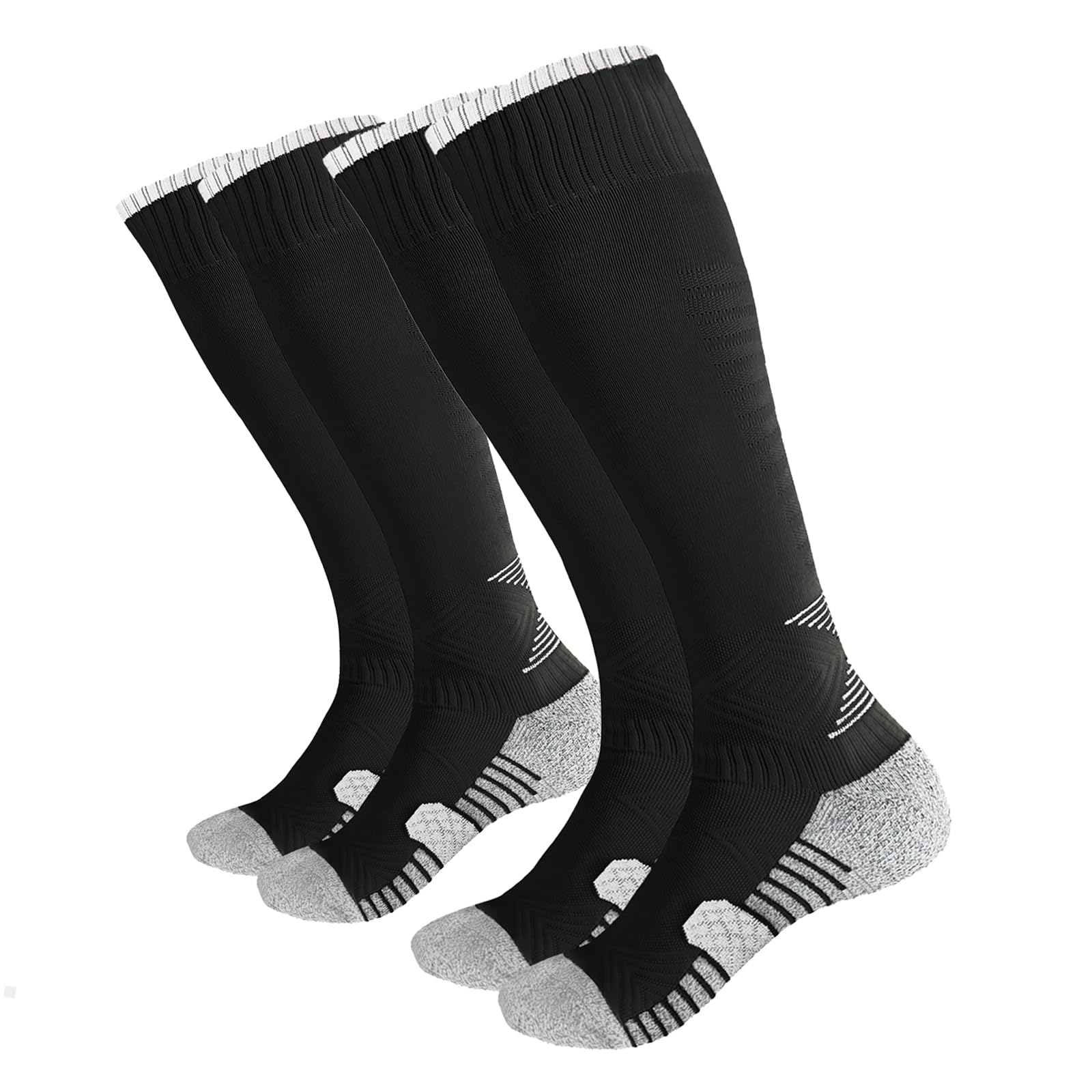 YAGAXI Men's Baseball Soccer Softball Knee-High Socks - 2 Pairs Compression Multi-sport Tube Athletic Socks for Youth & Adult (Large,Black)