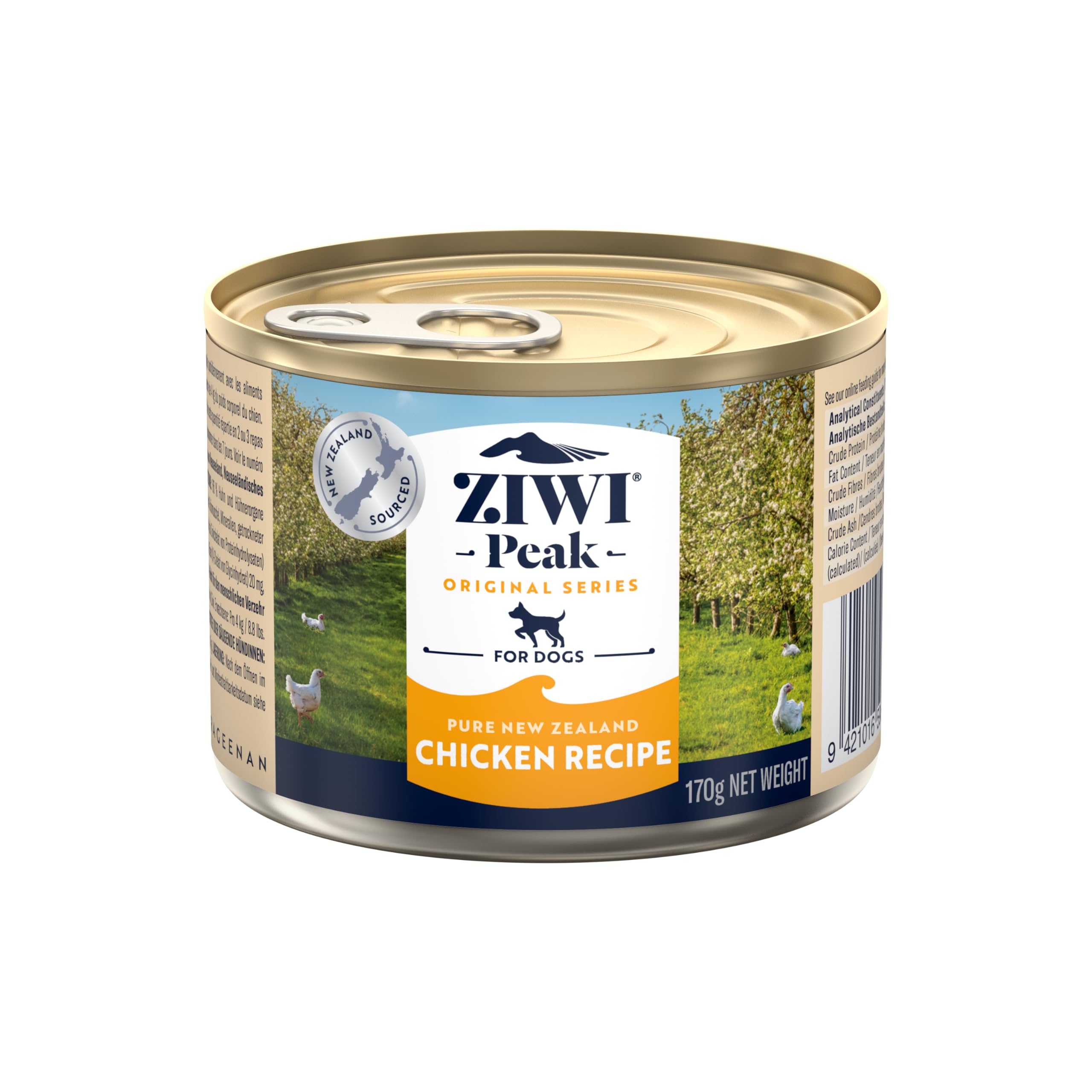 ZIWI Peak Wet Dog Food Tins - Complete Grain Free Dog Pate Puppy/Adult/Senior Dog Wet Food - New Zealand Free Range Chicken Recipe - 12x 170g Multipack