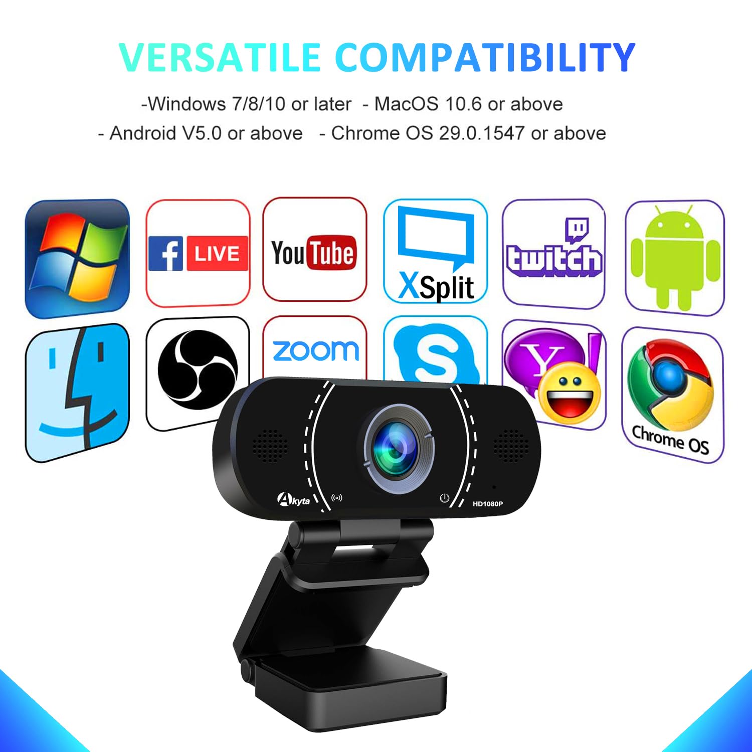 Aigolink Webcam 1080P With Microphone And Webcam Cover, Tripod - View #10