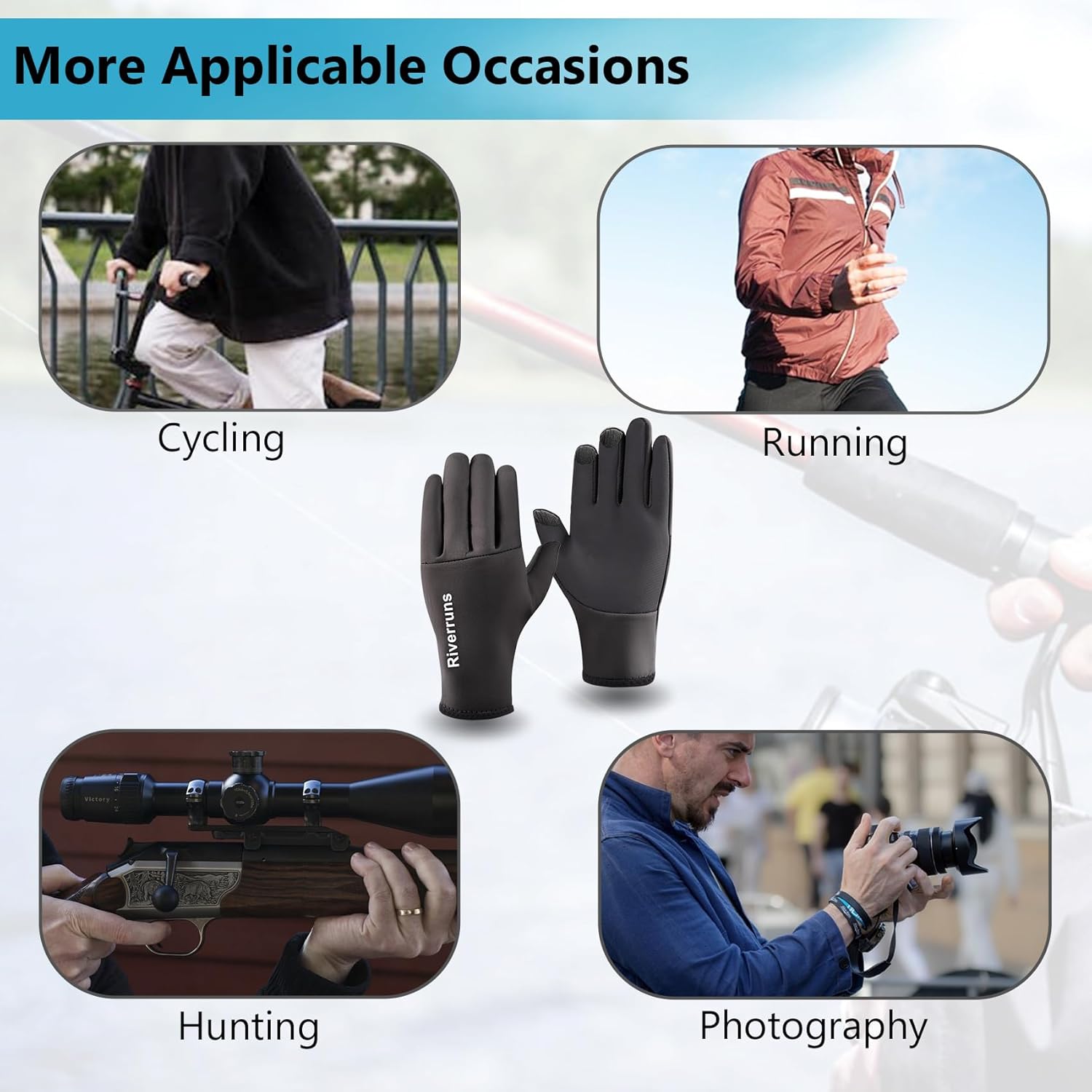 Riverruns Neoprene Fishing Gloves, Cold Weather Warm Winter Gloves for Ice Fishing, Photography, Hunting, Outdoor Sports - Image 7