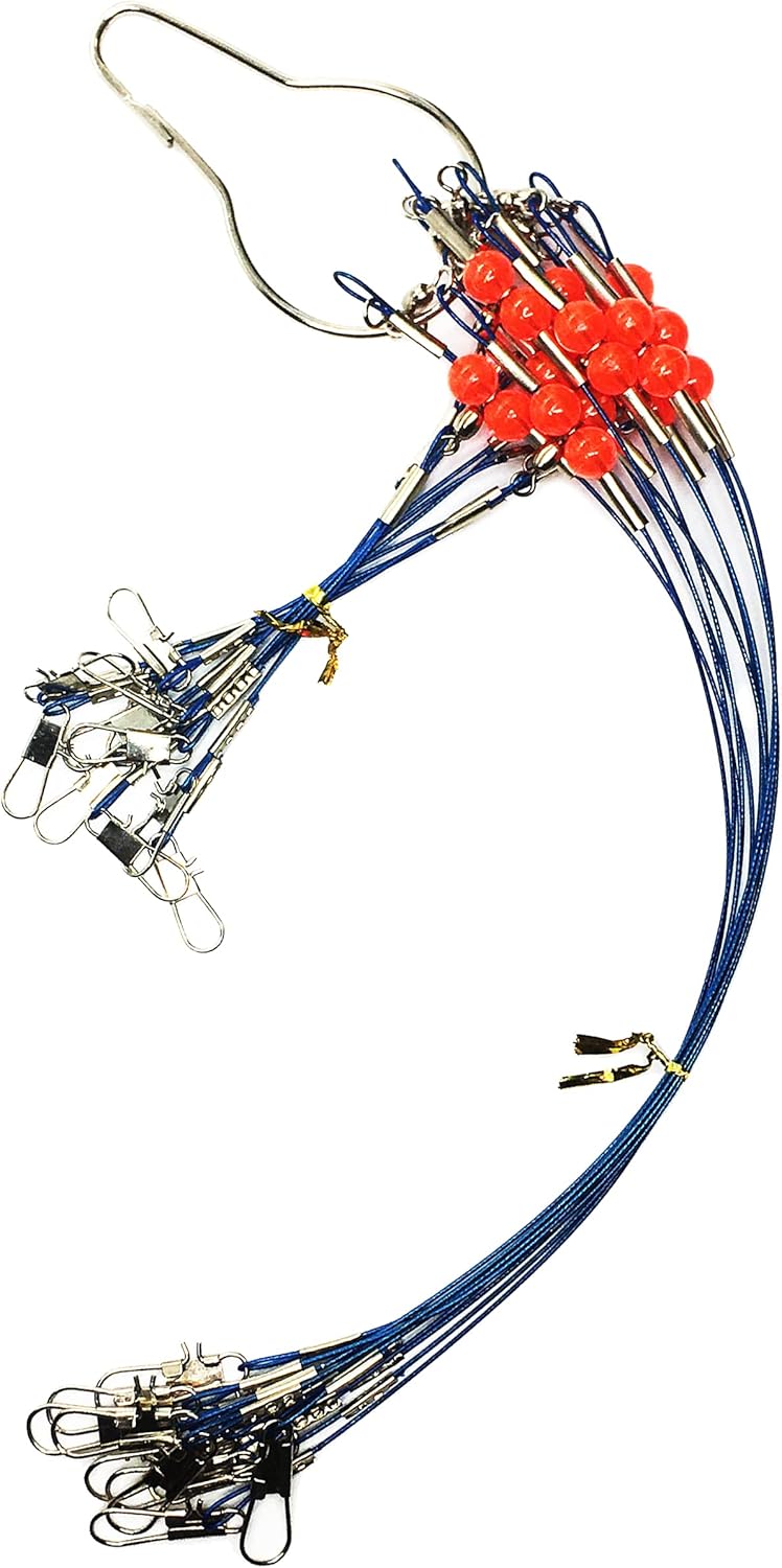 YOTO 12PCS Wire Trace Leader Rig Stainless Steel Fishing Rigs Tackle Lure Swivel Snaps Beads Connect Tackle Lures Rig or Hooks High-Strength Fishing Wire (12PCS Fishing Rigs 1 Arm)…… : Sports & Outdoors