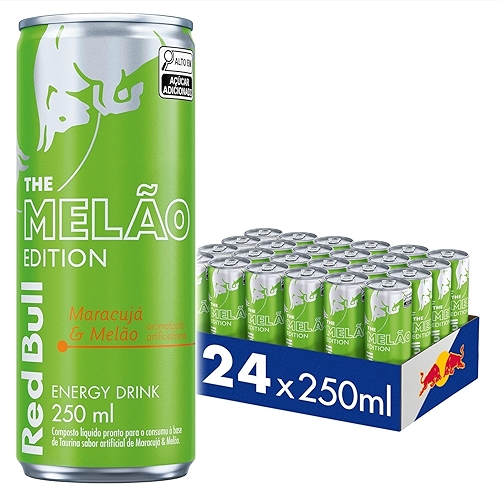 Pack de 24 Latas Red Bull Energético, Melão Edition, Maracujá e Melão 250ml Pack de 24 Latas Red Bull Energético, Melão Edition, Maracujá e Melão 250ml