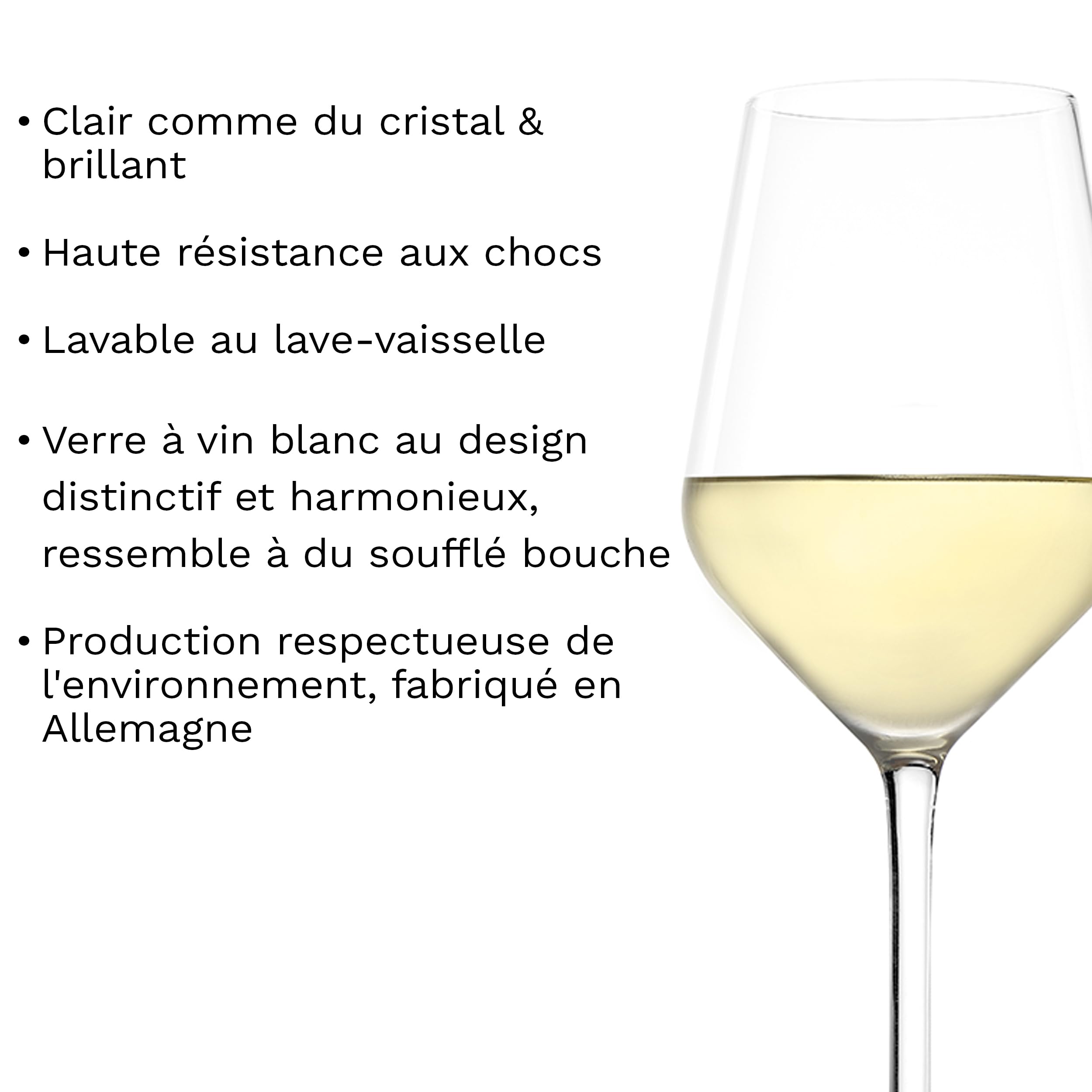 Stölzle Lausitz Verres à Vin Blanc Revolution Lot de 6, 365 ml – Verres Idéaux pour Grands Vins Blancs & Rouges Moyennement Corsés – Élégant Verre à Vin en Cristal – Lavable au Lave-Vaisselle