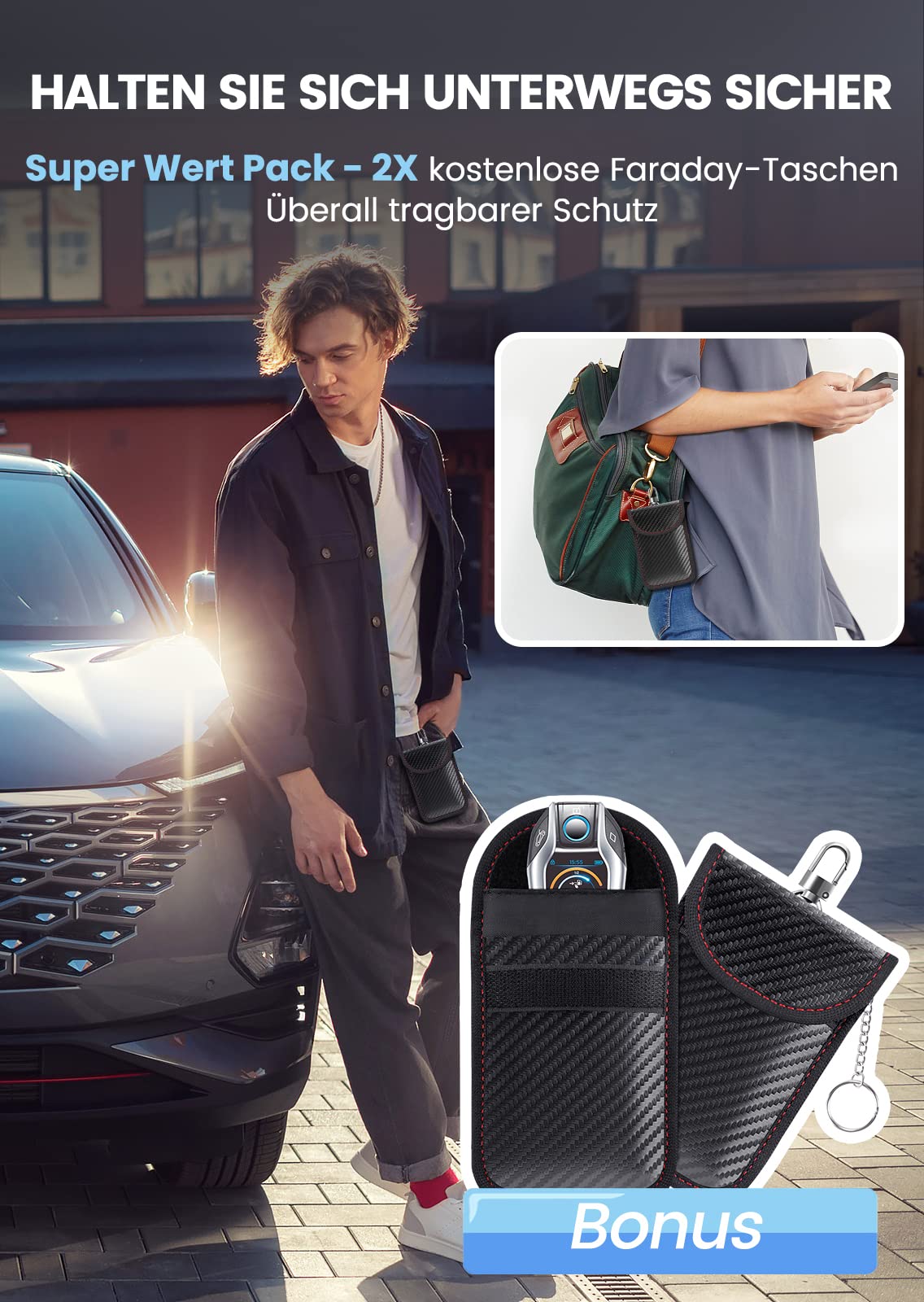 Samfolk Keyless Schutz für Autoschlüssel Box und Faraday Bags 2 Stück, Rfid Anti-Diebstahl