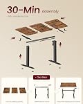 VASAGLE Electric Standing Desk, Height Adjustable Desk, Sedentary Reminder, 4 Memory Heights, for Home Office, 120 x 60 cm, Rustic Brown ULSD312KD02