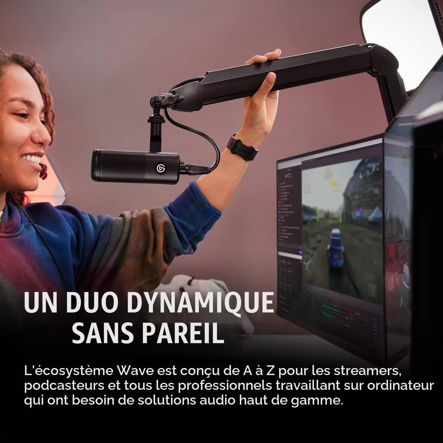 Elgato Wave DX - Micro XLR Dynamique cardioïde, Suppression de Bruit, optimisation des Voix pour Podcast, Streaming et Diffusion & Wave Mic Arm - Perche de Studio Haut de Gamme avec Passe-câbles