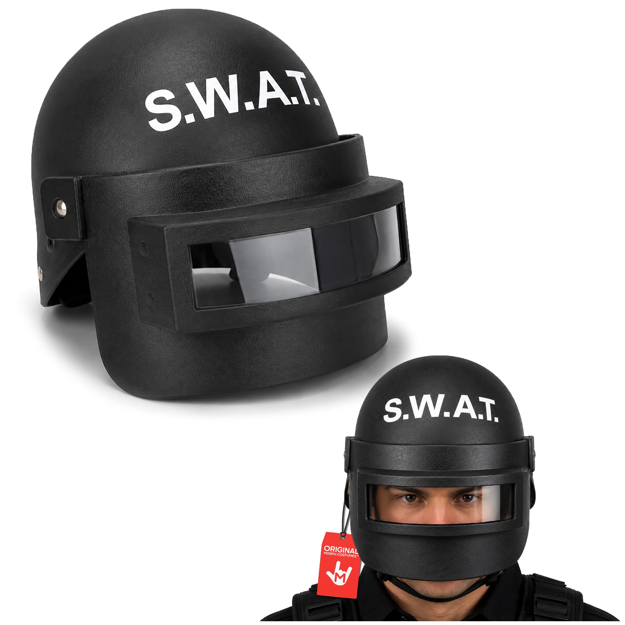 Nicky Bigs Novelties SWAT Helmet with Visor, Black Tactical Accessory