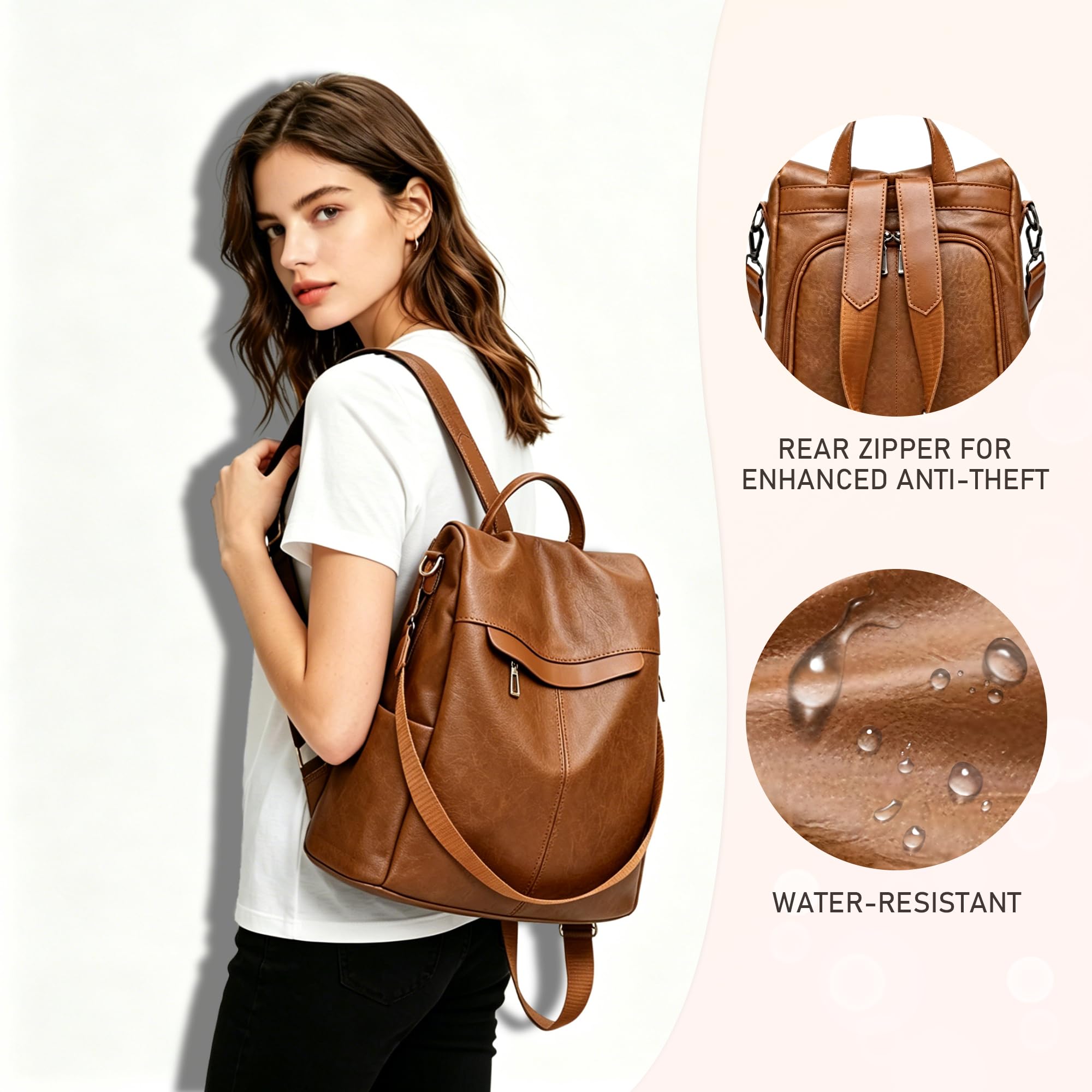 shepretty Mochila antirrobo Impermeable para Mujer