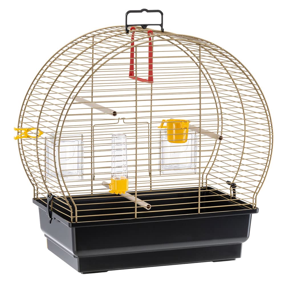 Ferplast Gabbia per Uccelli LUNA 2 Gabbia per Canarini, Bengalini, Cocorite, in Metallo, Accessori inclusi Posatoi Mangiatoie Girevoli, 44,5 x 25 x h 45,5 cm.