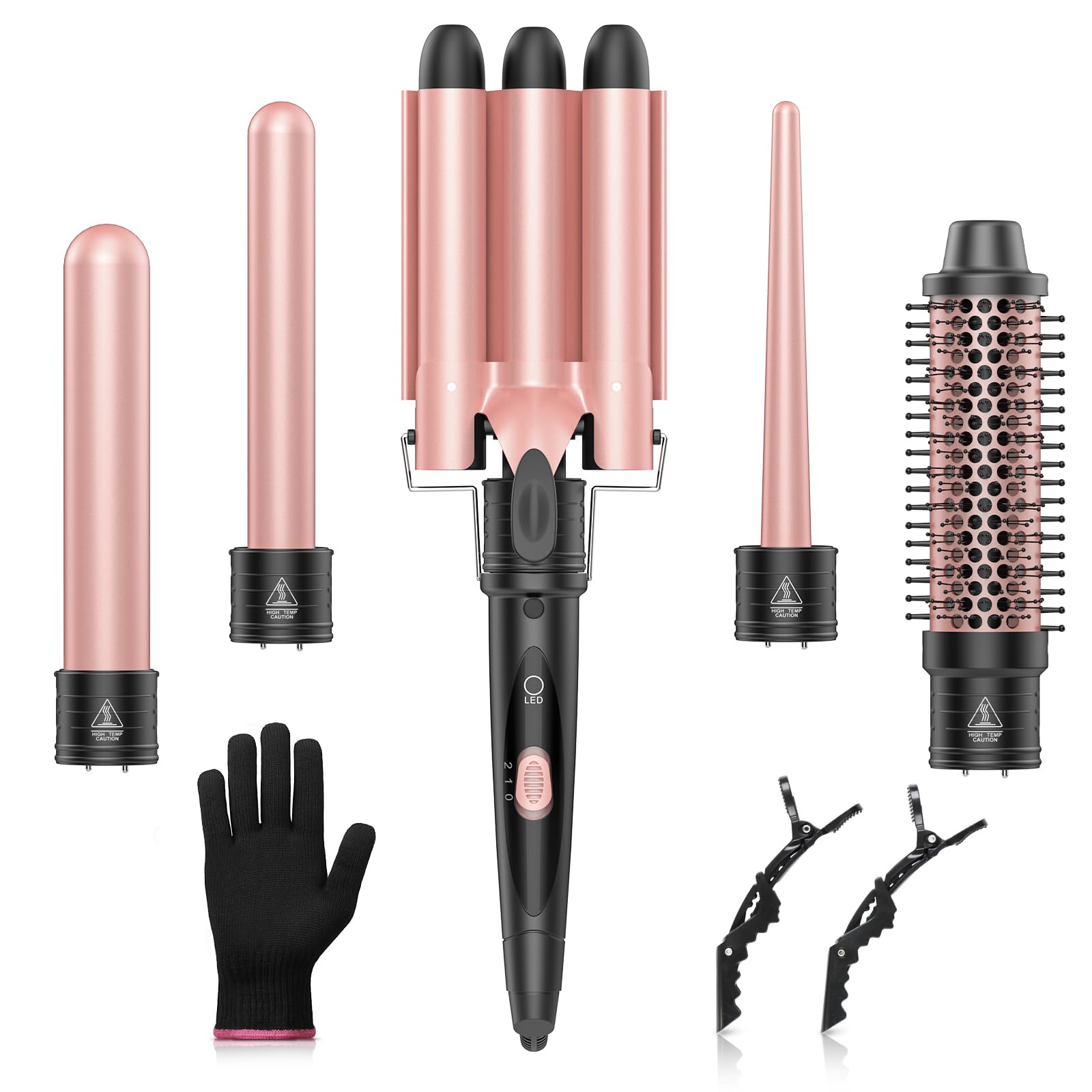 5 in 1 Curling Wand Set, Three Barrel Curling Iron with sold price at auction in Canada