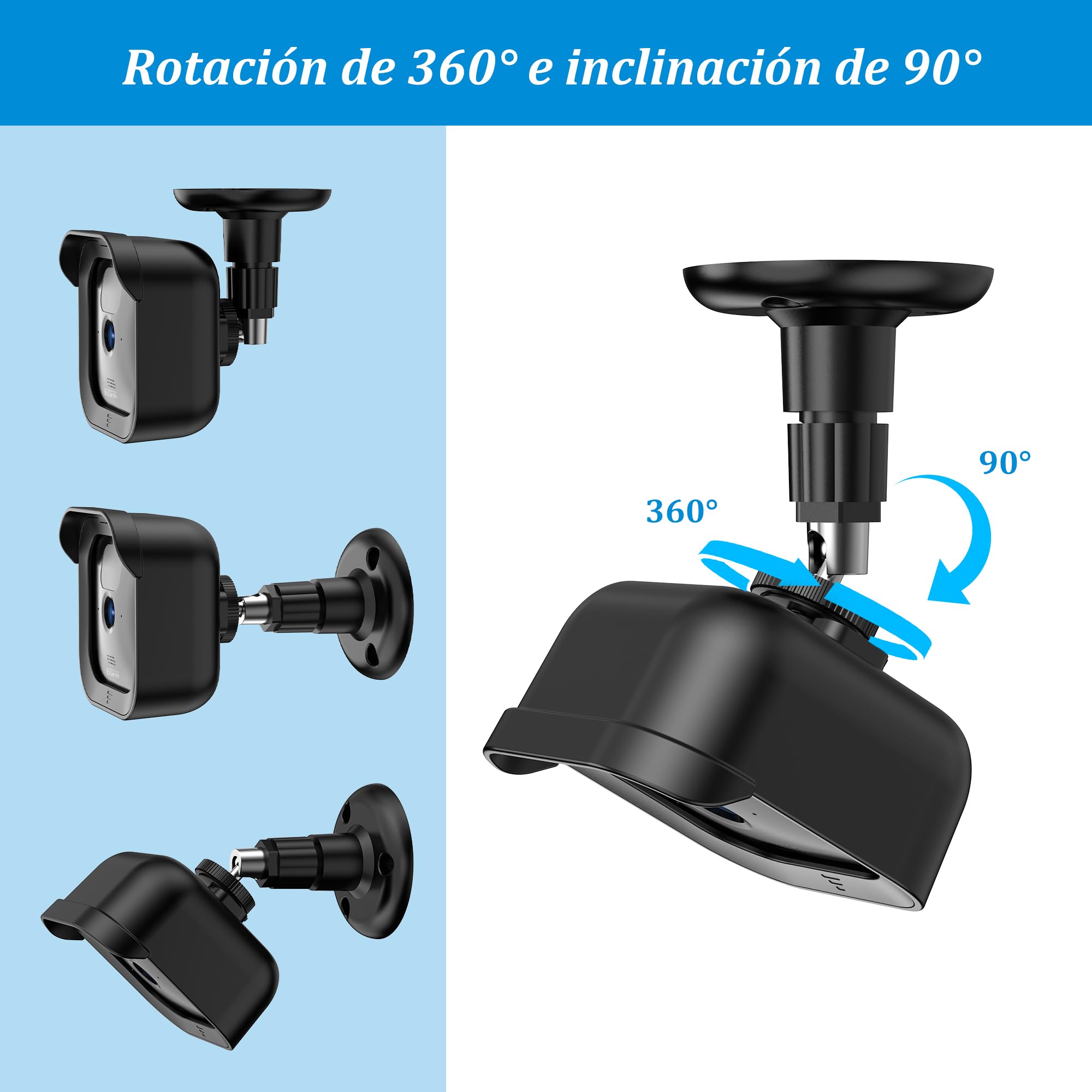PlusAcc Soporte para Blink Cámara Outdoor - Soporte de Pared Ajustable con Funda para Cámara Blink Outdoor 4 y Outdoor 2K+ y Cámara de Seguridad Blink Indoor (3 uds)