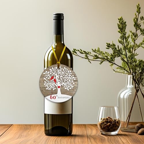 Vista 12 de REWIDPARTY Adorno de 50 aniversario de boda, regalo de árbol de 50 aniversario, recuerdo de aniversario de matrimonio para parejas, adorno