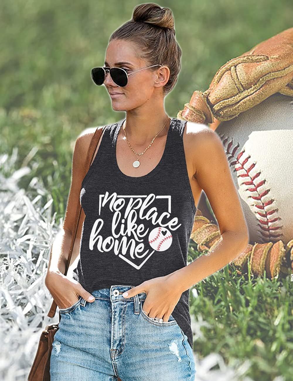 Baseball Tank Top Women Baseball Mom Tanks Summer Baseball Love Graphic Tee Shirts Funny Softball Mom Sleeveless Tee Shirts - Image 3