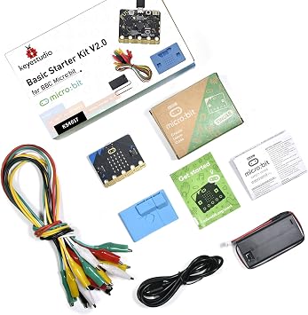 KEYESTUDIO BBC Micro:bit Basic Starter Kit mit Micro Bit V2.2 grafischer Programmierung integriertem Bluetooth-Kompass Bewegungserkennung LED-Display-Codierung für 14+ Teenager