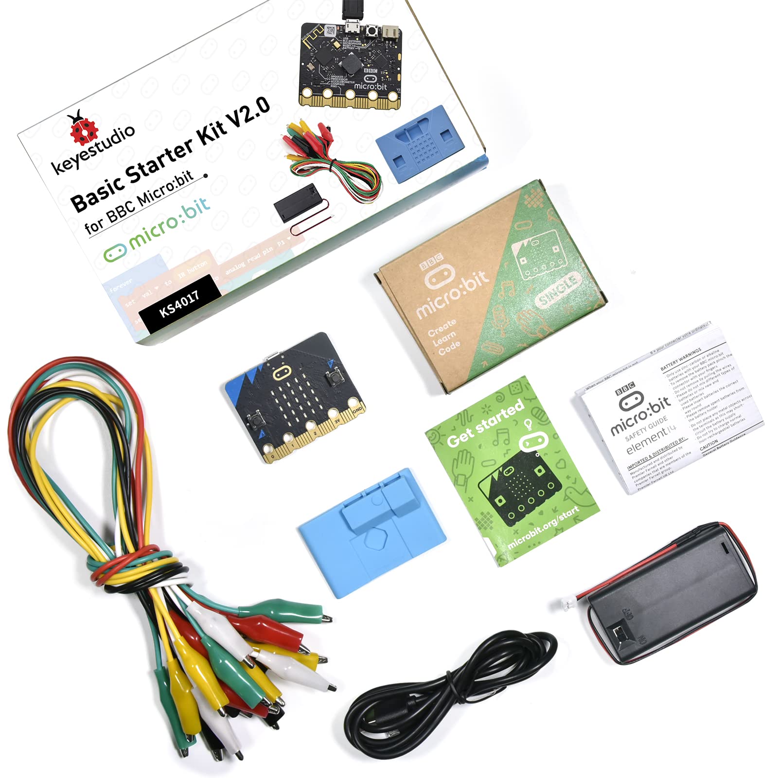 KEYESTUDIO Kit de démarrage de Base pour BBC Micro bit V2.2, Programmation Graphique, Boussole Bluetooth intégrée, détection de Mouvement, Codage d'affichage LED pour Adolescents