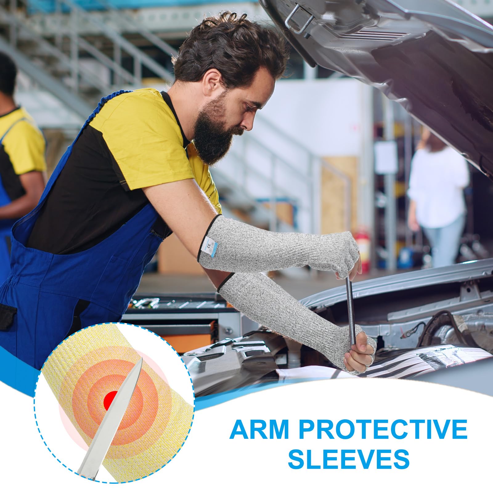 PATIKIL 20 Inch Cut Resistant Sleeves with Finger Grips - Image 4