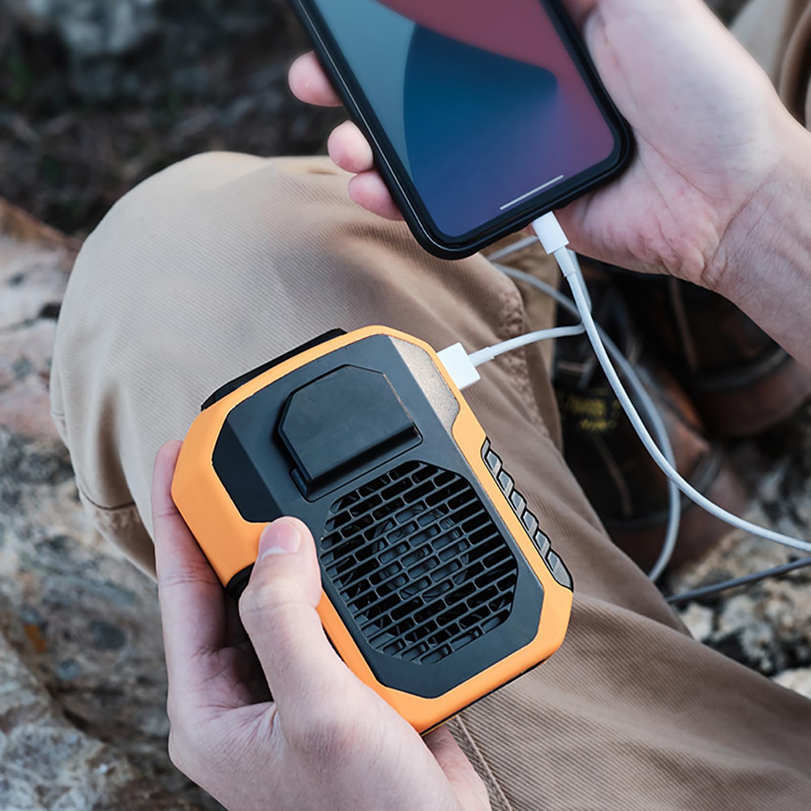 Ventilatore Portatile USB Aria condizionata 6000mA Ricaricabile Mini ventilatori a Collo Appeso Sport all'Aria Aperta Campeggio Escursionismo Clip su Dispositivo di Raffreddamento,Arancione,117 *