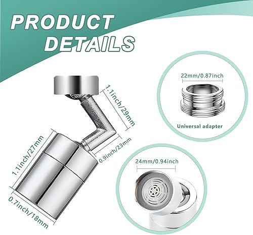 Miniatura 3 de QST EXPRESS Cabezal rociador giratorio de 720, filtro universal contra salpicaduras con filtro de red de 4 capas para cocina, diseño