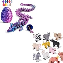 Cessfle 40 Pieces Magnetic Mix or Match Animal Toys & 12" 3D Printed Dragon Egg