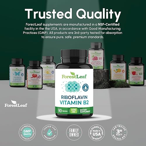 Miniatura 7 de ForestLeaf Vitamina B2 Riboflavina, 400 mg - 180 cápsulas - Sin OMG, suplemento dietético diario sin gluten