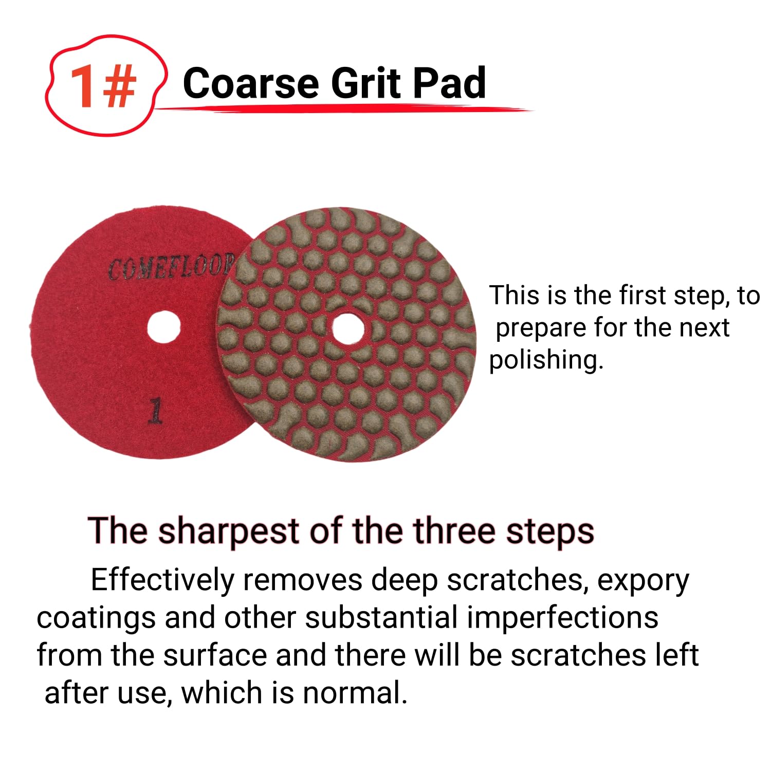 Diamond Dry Polishing Pads Premium Grade 4 Inch 3 Step Polishing Pad for Marble Concrete Granite