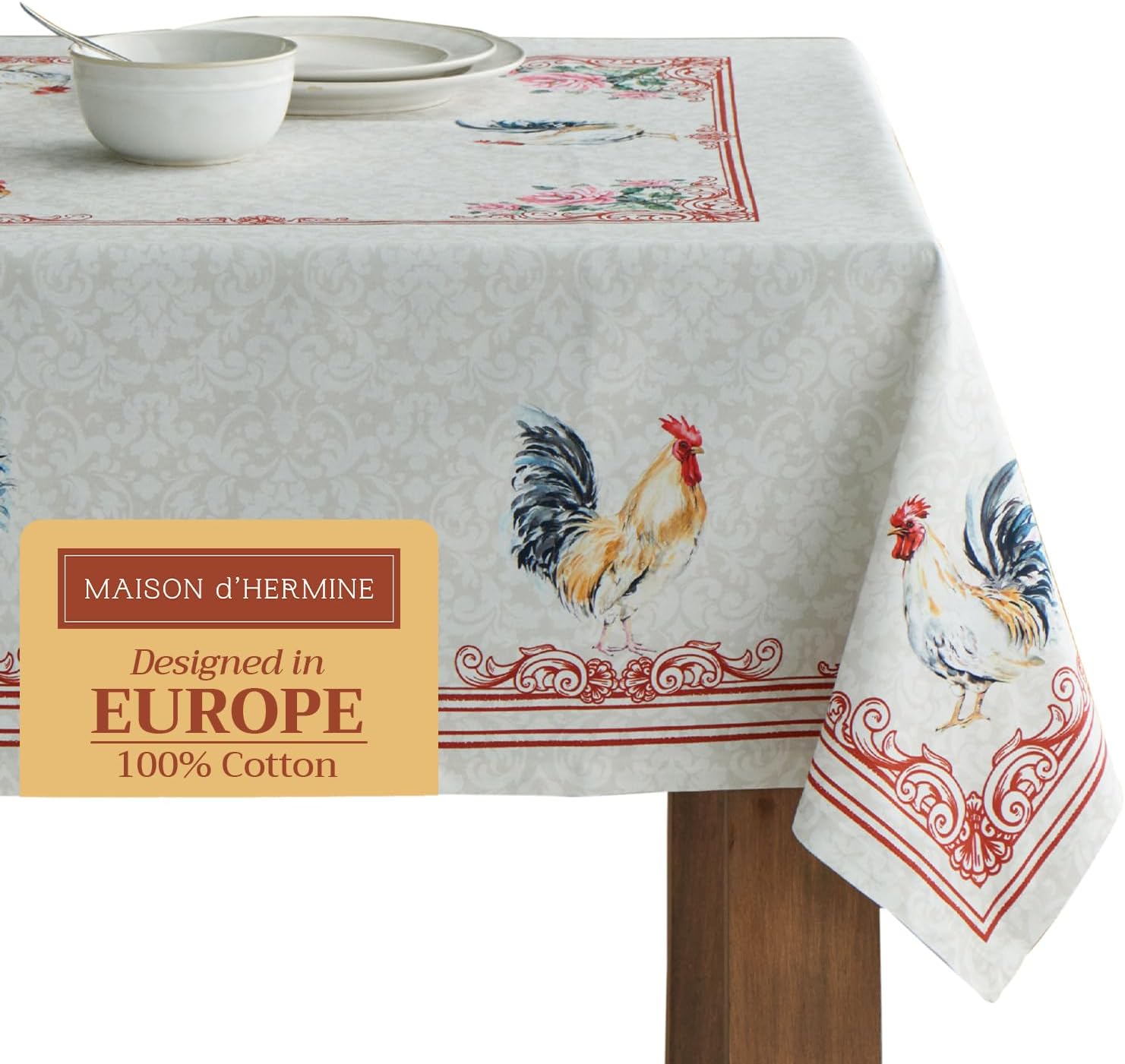 Maison d' Hermine 54" x 54" 100% cotton square tablecloth